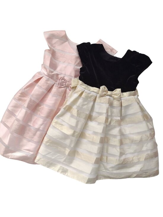 Jona Michelle Other - Jona Michelle Girls Set of 2 Party Dresses 4T Bow Glitter Stripes Poofy Dress